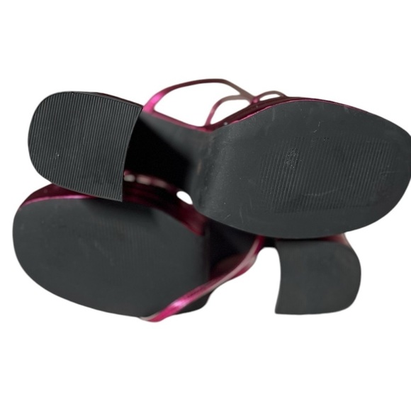 NEW Azalea Wang Metallic Pink EYES ON ME Chunky Strappy Sandal Size 10 - Picture 13 of 14